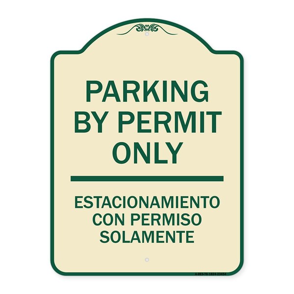 Signmission Parking by Permit Estacionamiento Con Permiso Solamente Heavy-Gauge Alum, 24" x 18", TG-1824-23454 A-DES-TG-1824-23454 - main